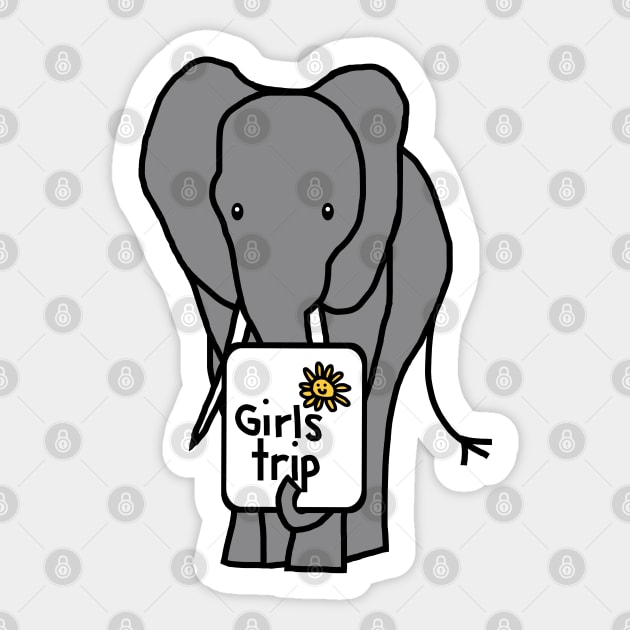 Grey Elephant goes on Girls Trip Sticker by ellenhenryart